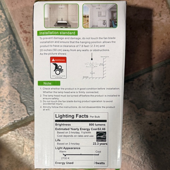 LED Fan Light with Remote Control - Picture 2 of 3